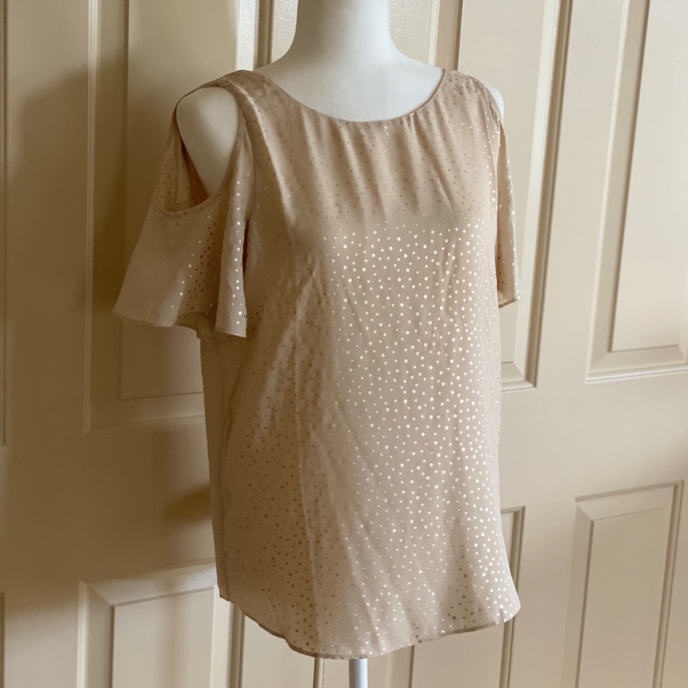 Cooper & Ella Gold Polka Dot Cold Shoulder Shirt